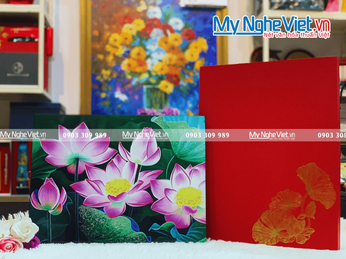 Handcrafted Lotus Lacquer Art Panel | Timeless Vietnamese Elegance