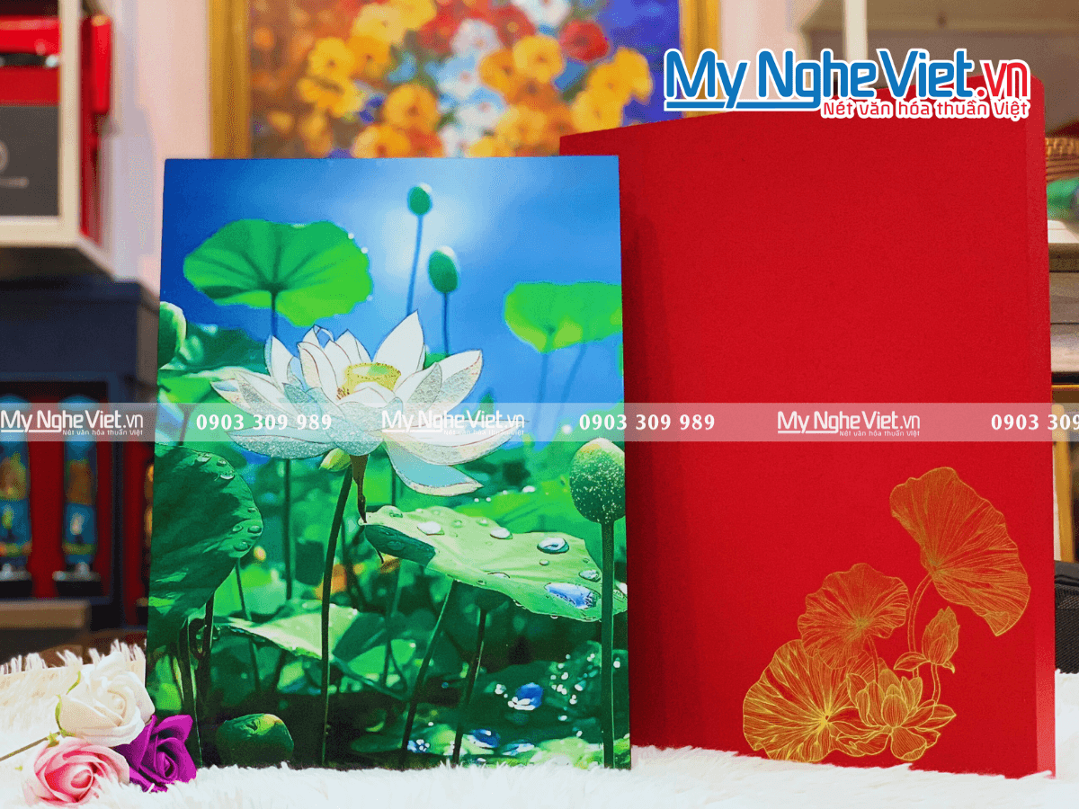 Lotus Blossom Lacquer Art Panel | Handcrafted Vietnamese Elegance
