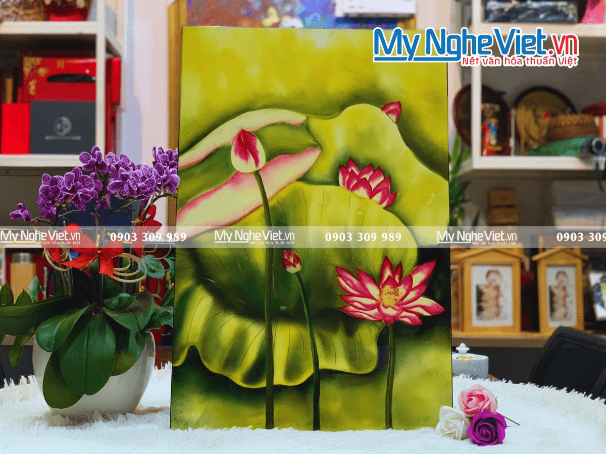 Handcrafted Lacquer Lotus Painting | Timeless Symbol of Purity