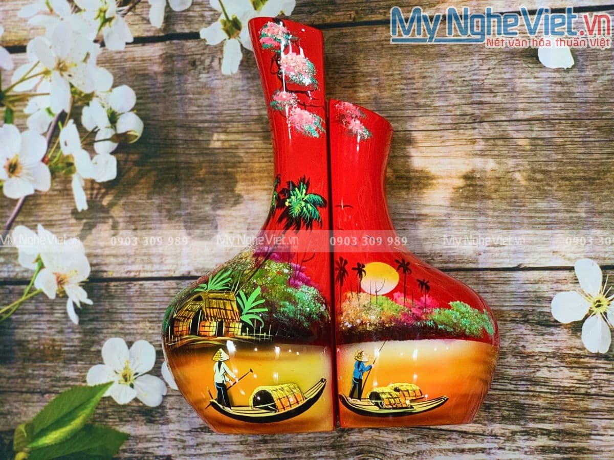 Exquisite Couple’s Lacquerware Vases | Traditional Vietnamese Eggshell Inlay