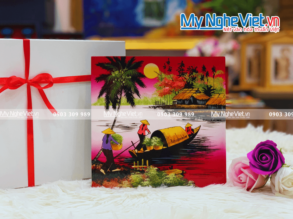 Exquisite Handcrafted Lacquered Countryside Scene | Timeless Vietnamese Elegance