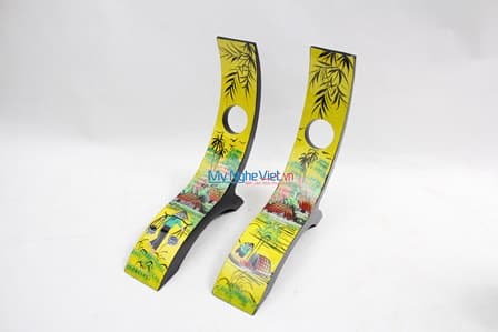 Handcrafted Lacquered Wine Caddy | Polished Wood Heritage Scene