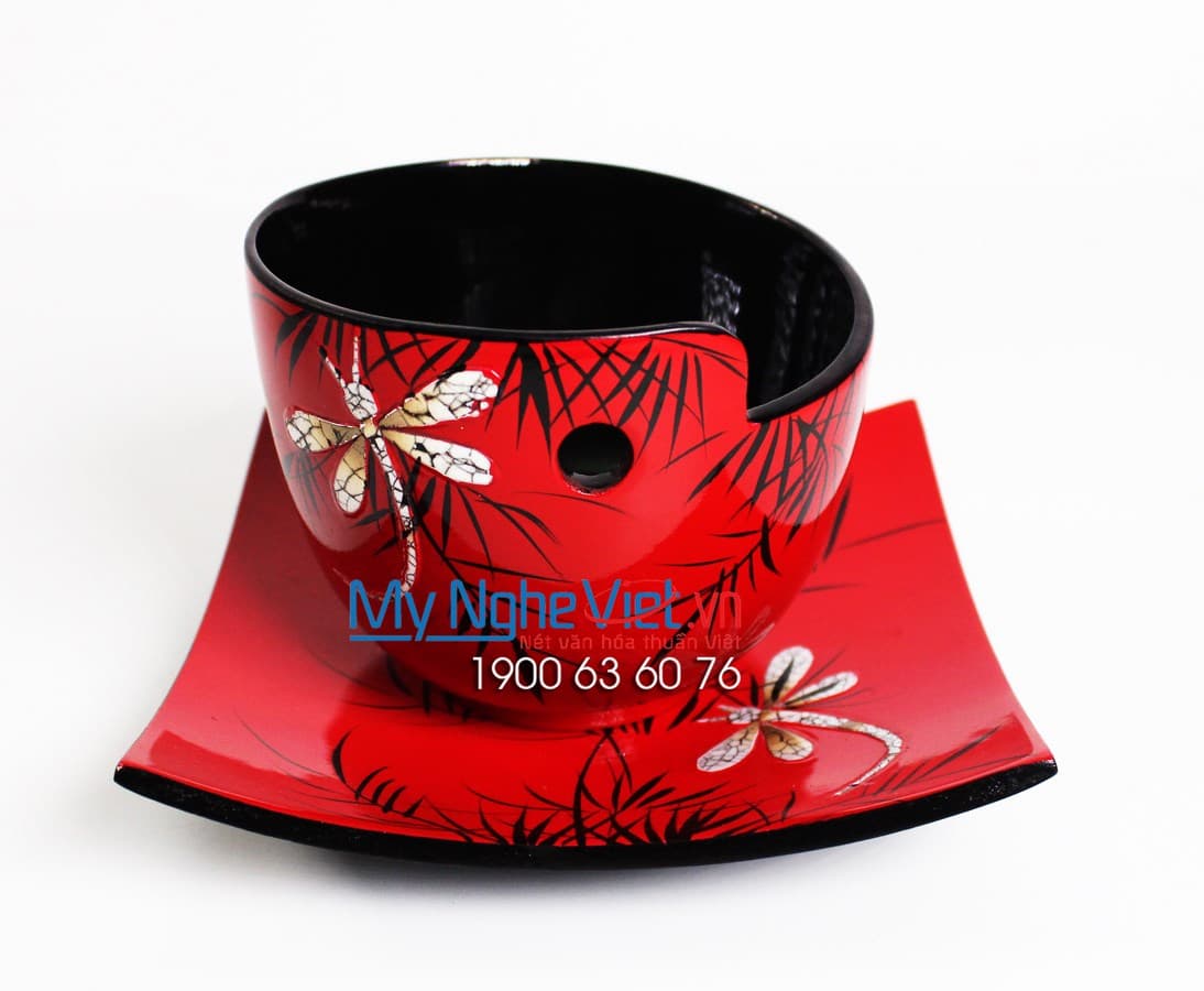 Exquisite Black Dragonfly Lacquerware Tea Set | Meticulous Artisanal Inlay