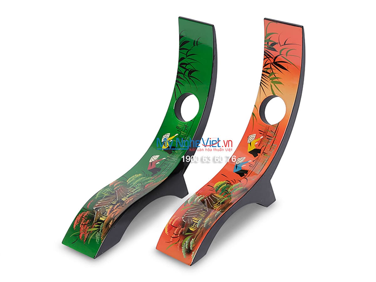 Rustic Lacquered Wine Holder with Pedestal | Authentic Vietnamese Lacquerware