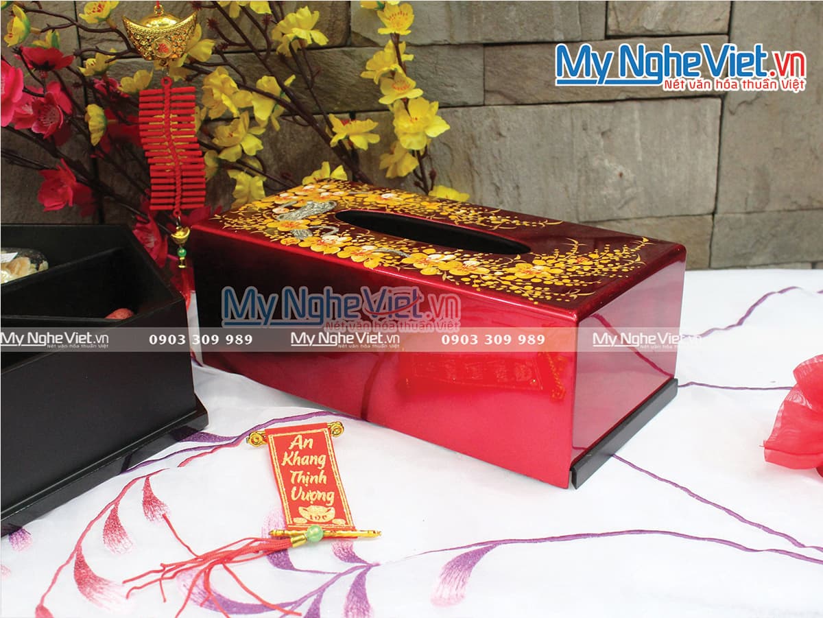 Elegantly Crafted Lacquer Tissue Box | Authentic Vietnamese Heritage