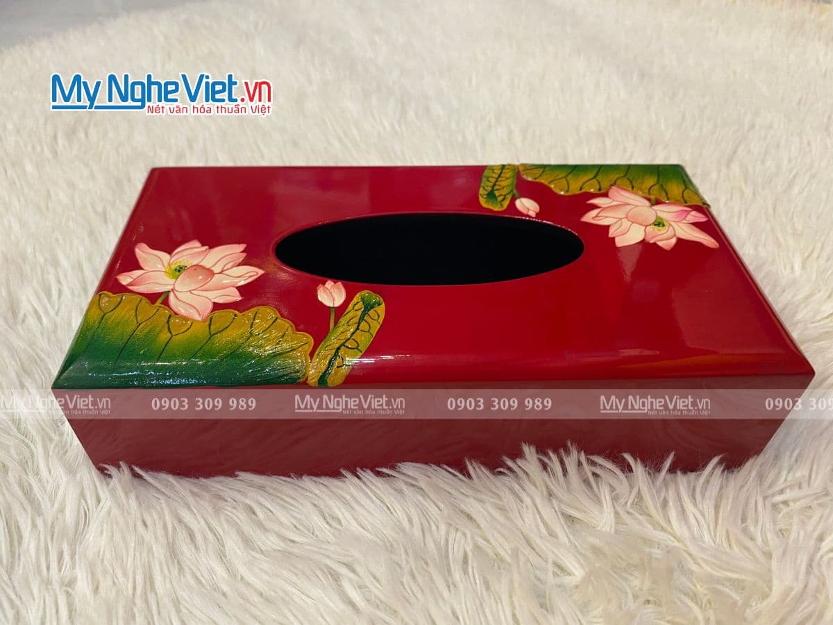 Exquisite Lacquered Tissue Box | Handcrafted Lotus Embossed Artistry