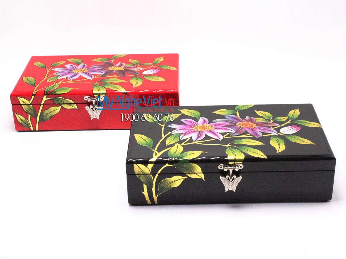 Elegant Two-Compartment Lacquered Jewelry Box | Handcrafted Vietnamese Wood